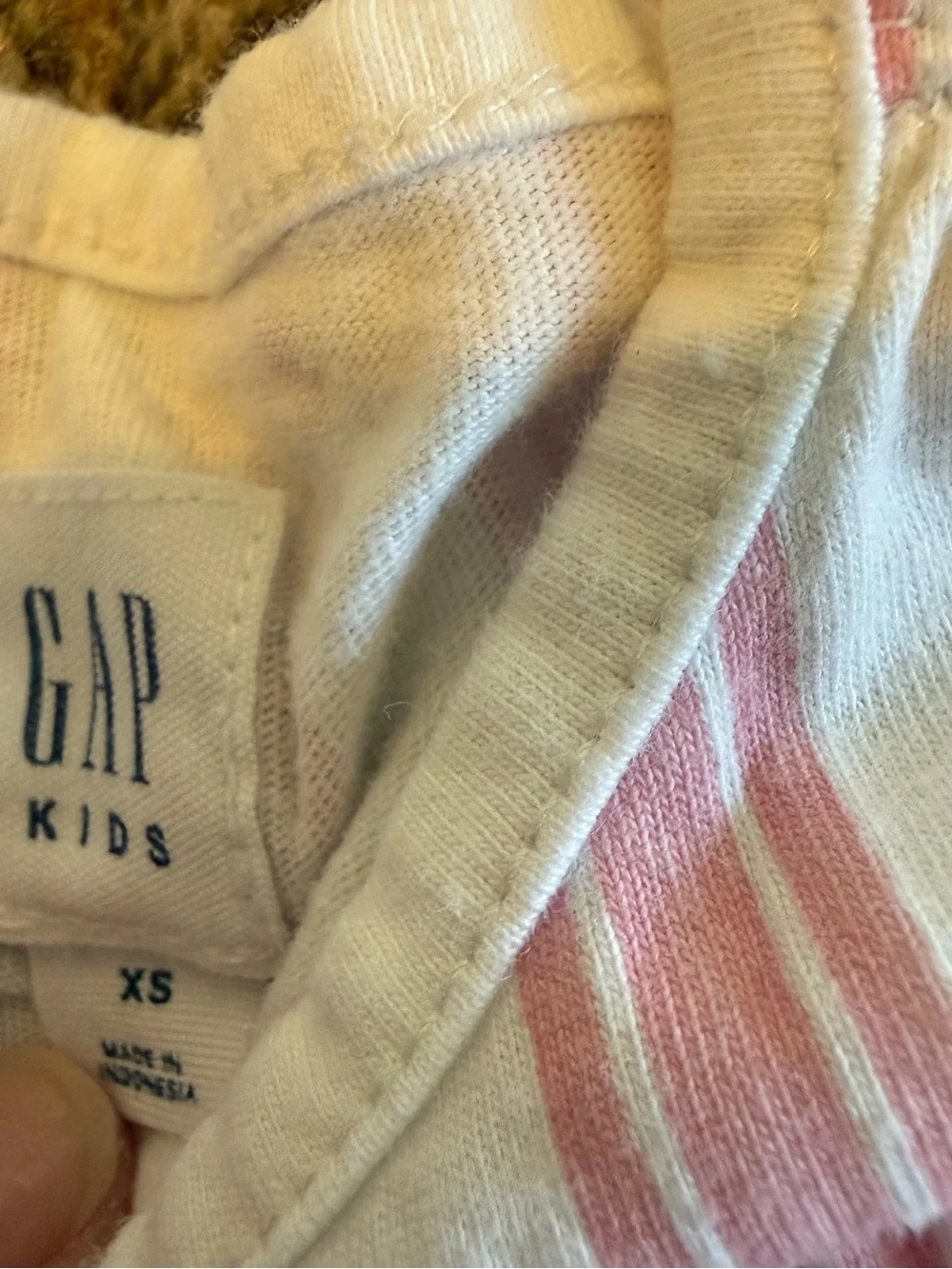 GAP Pink and White Stripe Tank with silver Wink Emoji and Sequin Heart